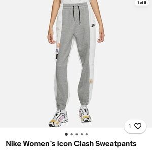 Nike Women's Gray and White Track Pants